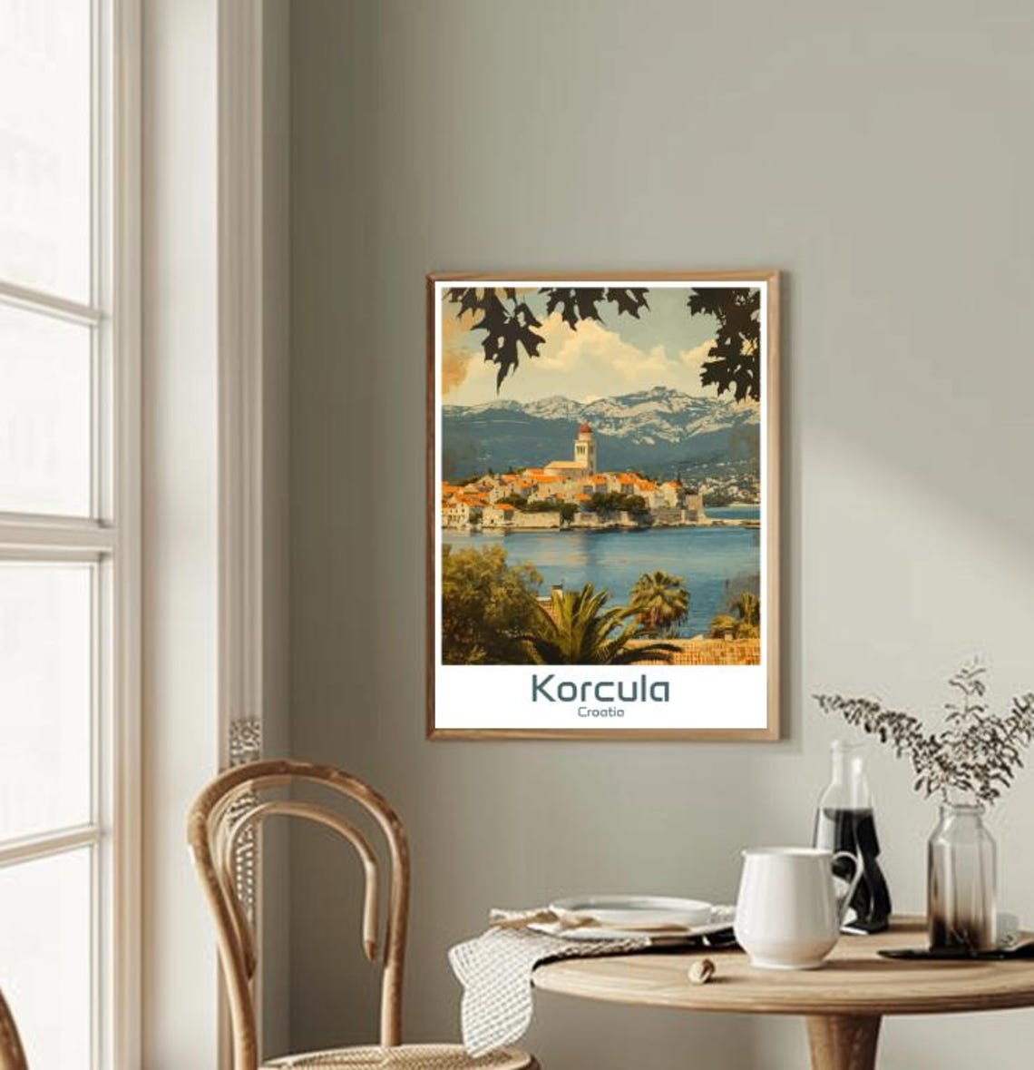 Korcula Croatia Island Old Town Mountain Backdrop Scenic Poster - Image 2