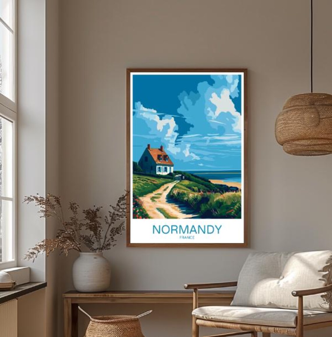 Normandy France Coastal Cottage Seaside Vintage Travel Poster - Image 3