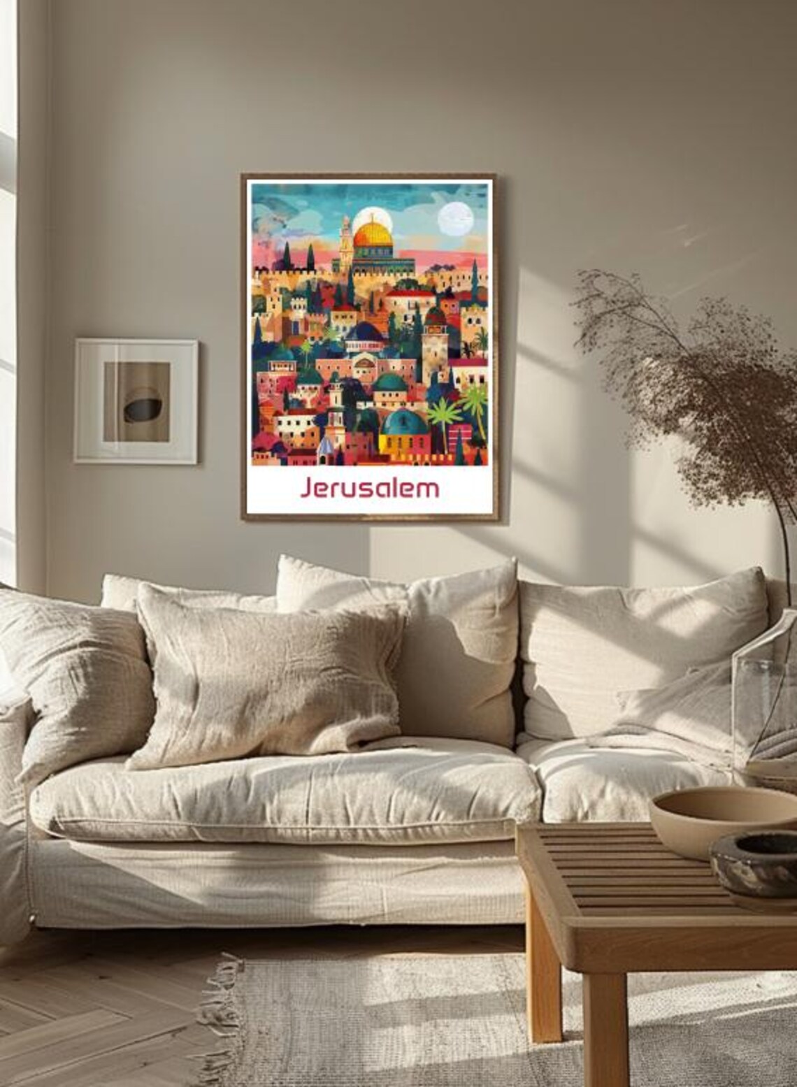 Jerusalem Old City Dome of the Rock Sunset Vintage Travel Poster - Image 3