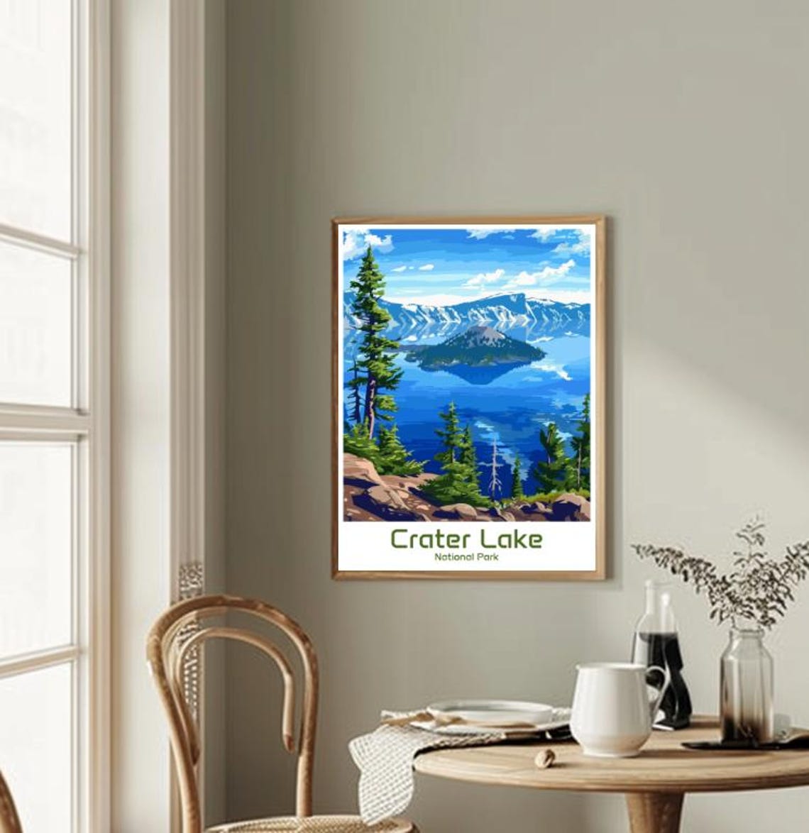 Crater Lake National Park Oregon Wizard Island Blue Lake Poster - Image 2