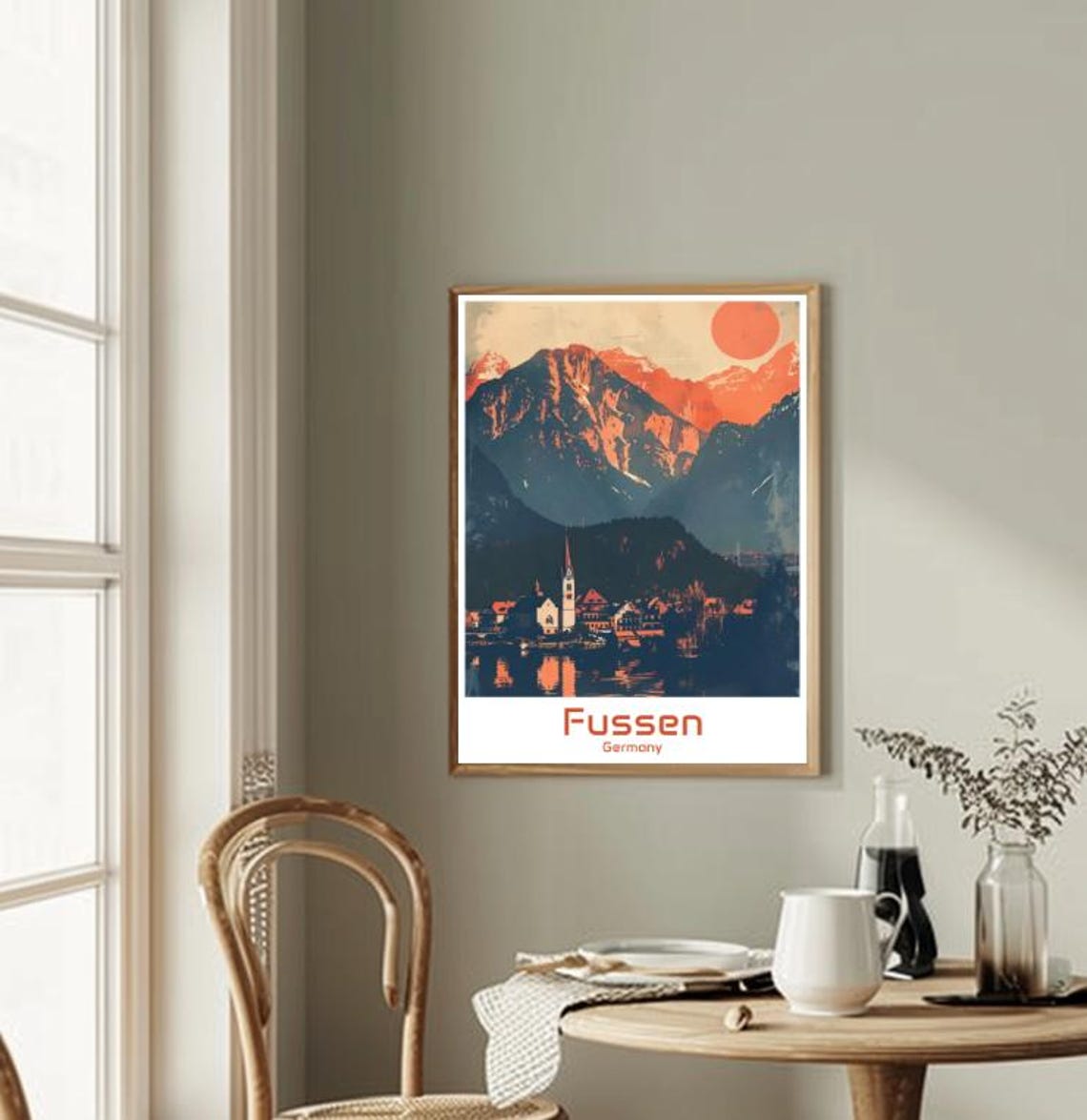 Fussen Germany Alpine Lake Sunset Bavarian Town Panorama Poster - Image 2