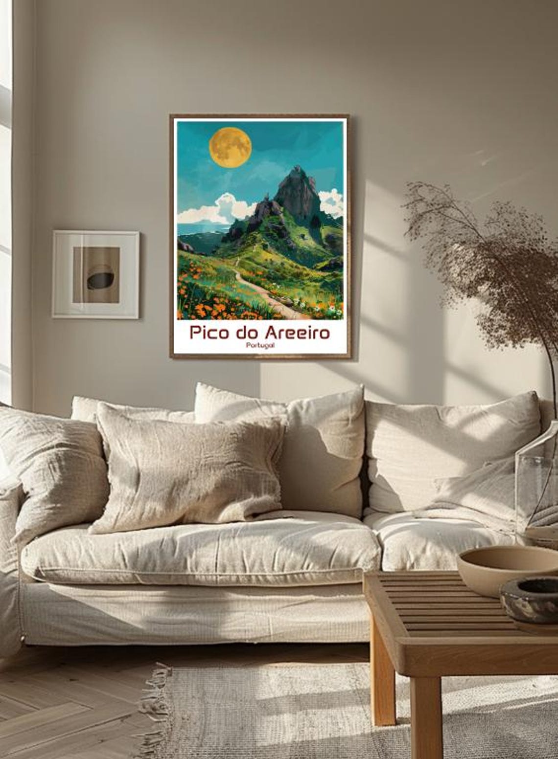 Pico do Areeiro Moonlit Mountain Trail Wildflower Meadow Travel Poster - Image 3