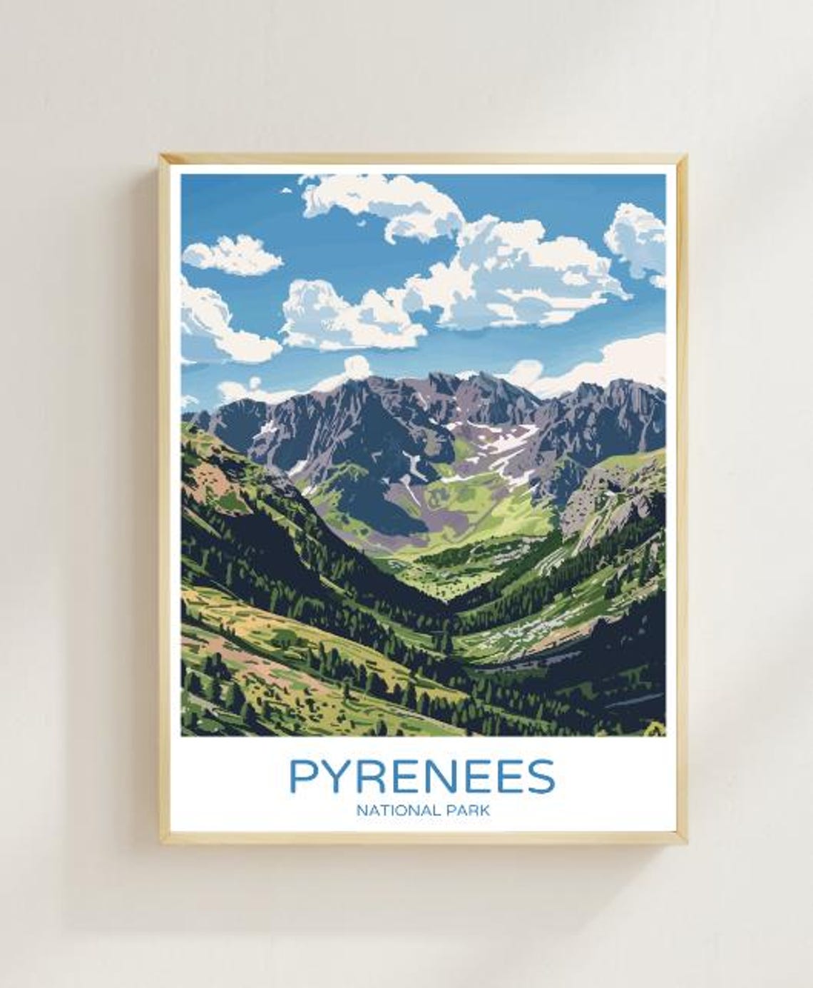 Pyrenees National Park France Poster Snow Capped Mountain Valley View