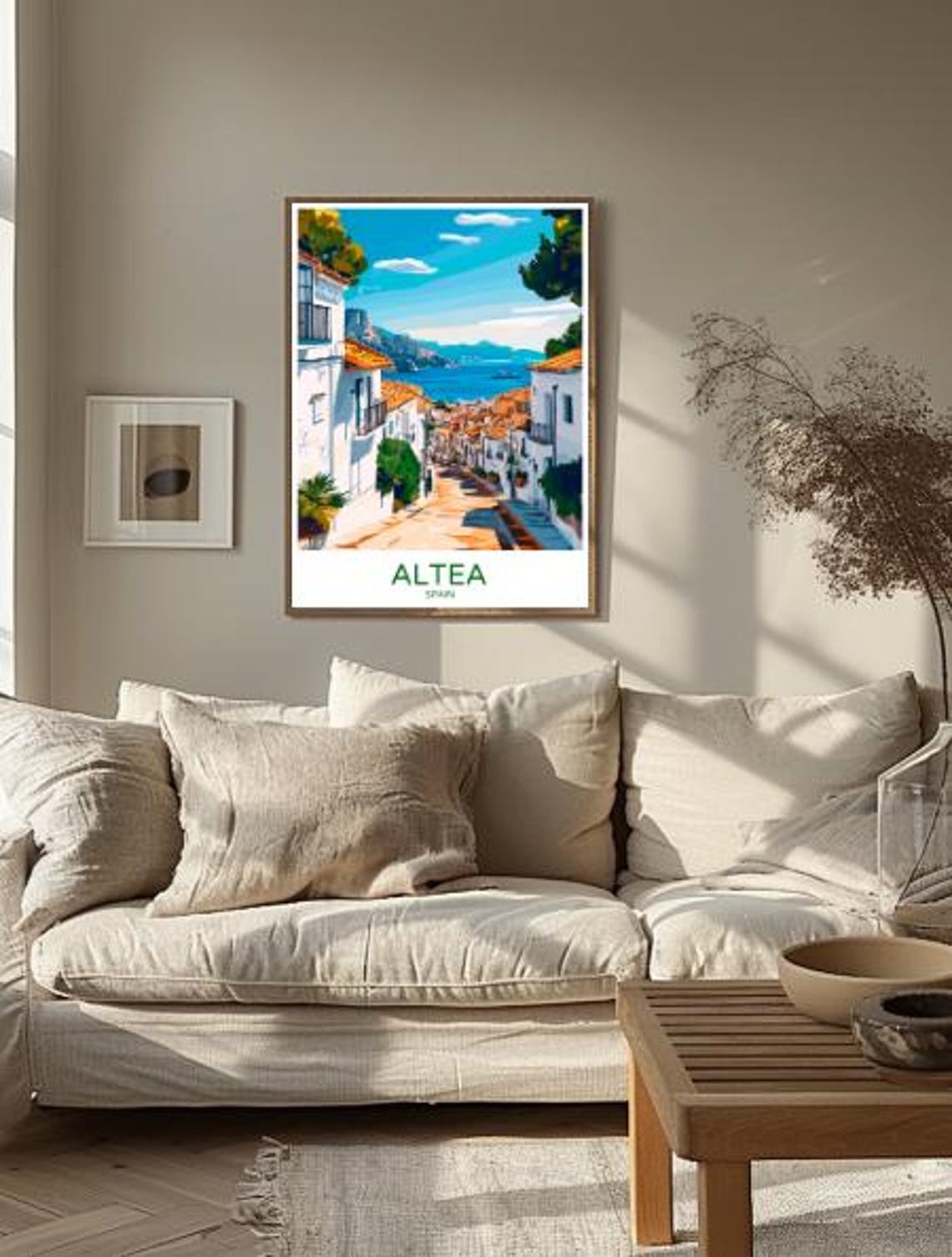 Altea Whitewashed Street Down to the Mediterranean Sea Poster - Image 2