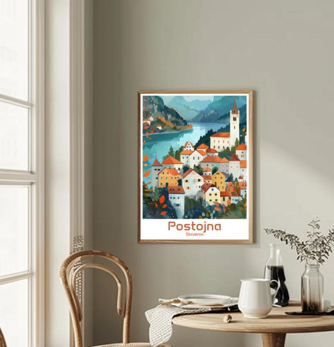 Postojna Slovenia Riverside Old Town And Church Tower Poster - Image 2