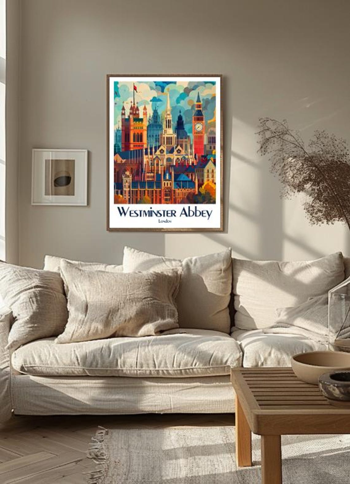 Westminster Abbey London Gothic Towers Colorful Skyline Travel Poster - Image 3