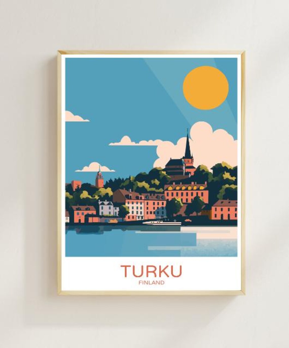 Turku Finland Travel Poster Charming Wall Art Of Historic Cityscape And River Aura Nordic Travel Print Scandinavian Decor Artwork