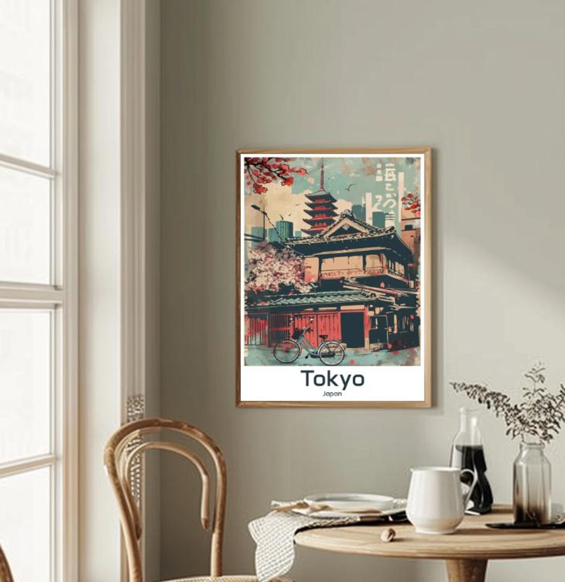 Tokyo Japan Five Story Pagoda Bicycle Cherry Blossom Street Poster - Image 2
