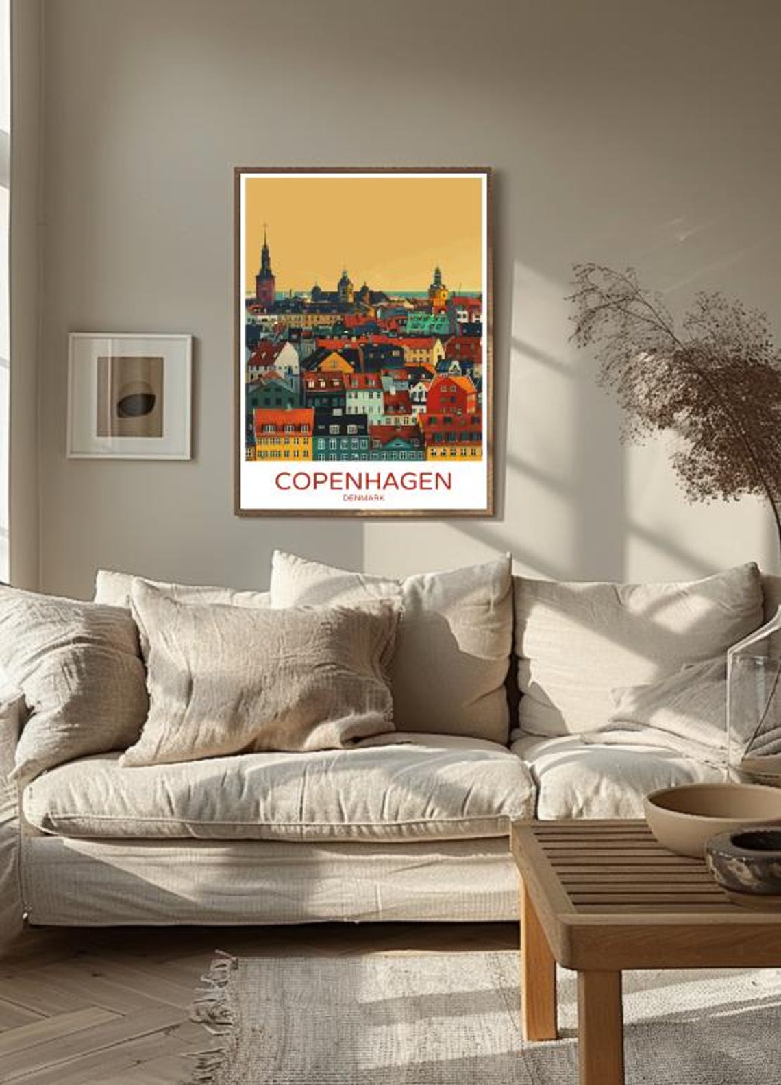 Copenhagen Denmark Colorful Rooftops Old Town Skyline Poster - Image 3