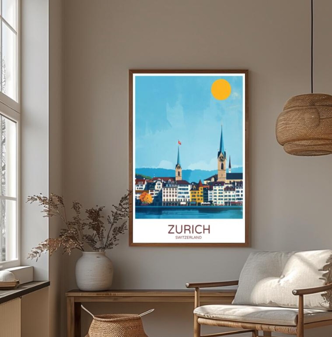 Zurich Travel Postermodern Skyline Wall Art Swiss Cityscape Print Zurich Switzerland Decor Minimalist Travel Gift Europe Artwork For Home - Image 3