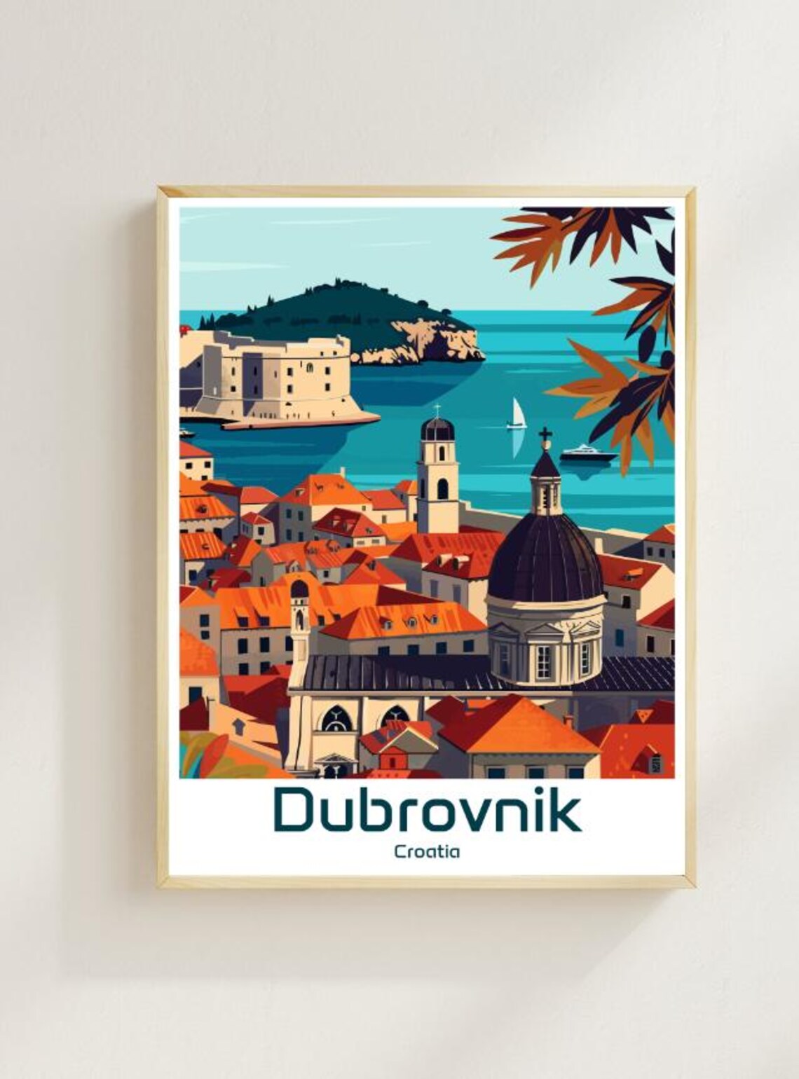 Dubrovnik Croatia Old Town Fortress Red Roofs Coastal Poster