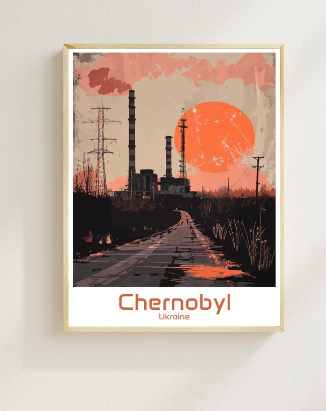 Chernobyl Ukraine Abandoned Nuclear Plant Sunset Road Poster