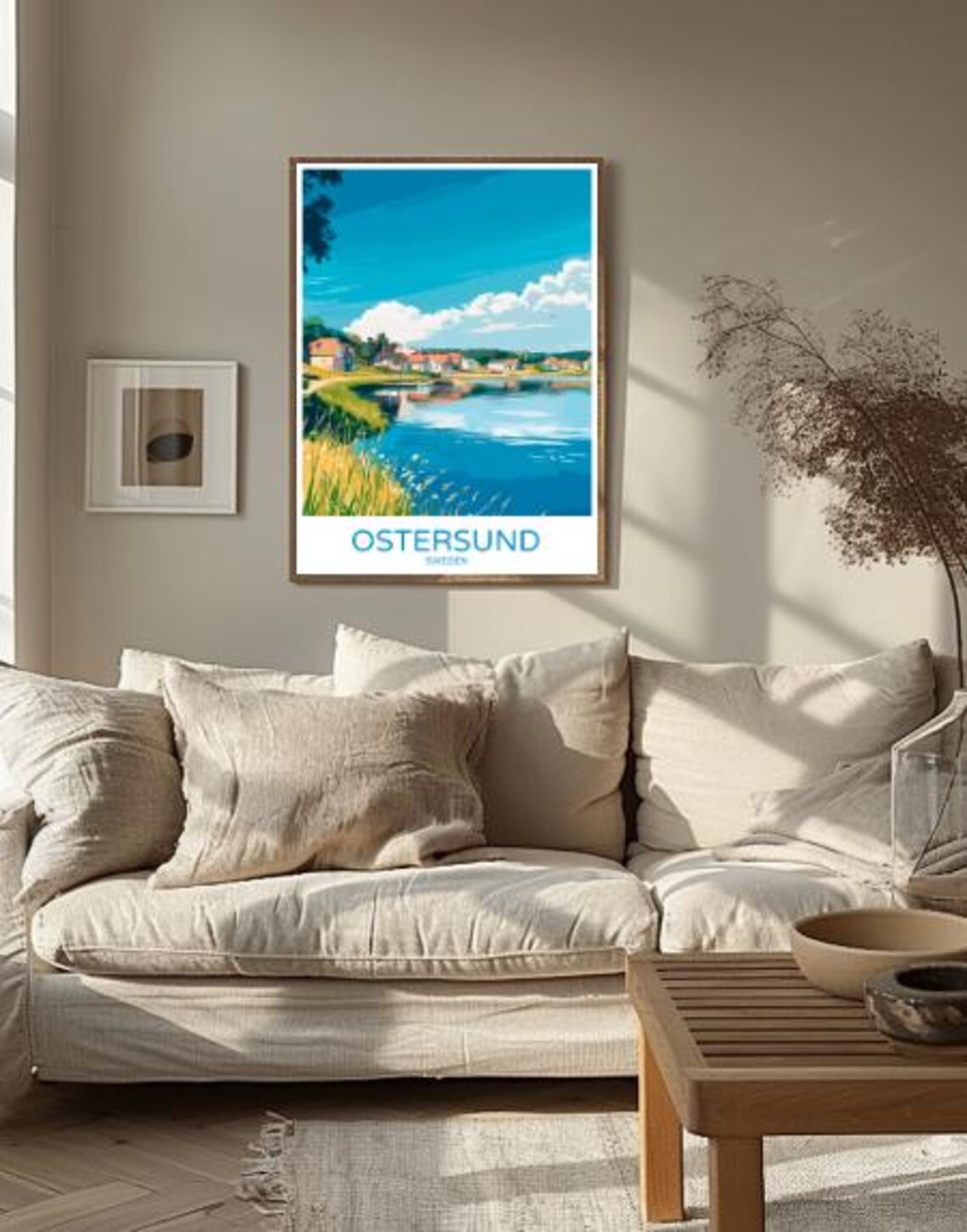 Ostersund Lakeside Cottages and Golden Meadows Sweden Poster - Image 2