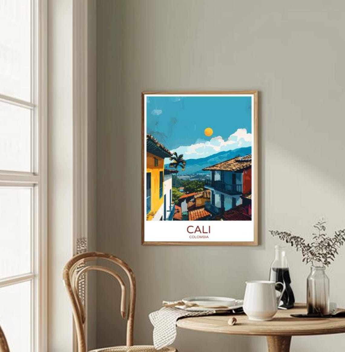 Cali Colombia Colorful Hillside Street Tropical Cityscape Poster - Image 2