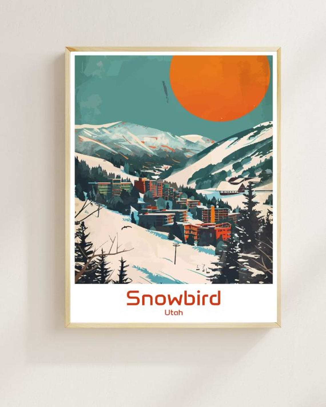 Snowbird Utah Ski Resort Mountain Sunset Village Travel Poster