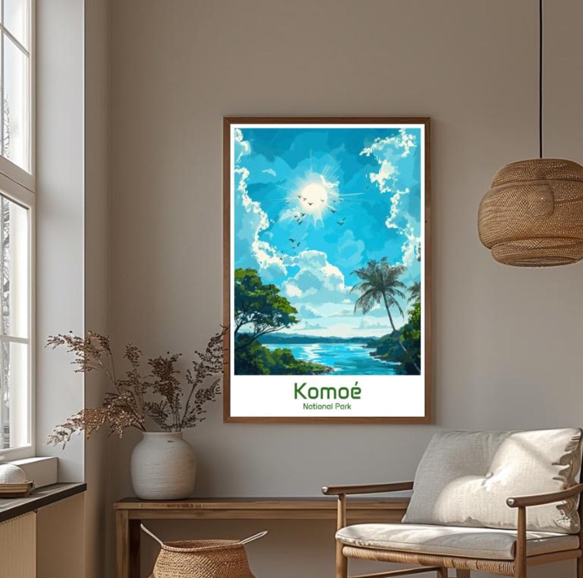 Komoé National Park Tropical River Lagoon Sunlight Travel Poster - Image 4