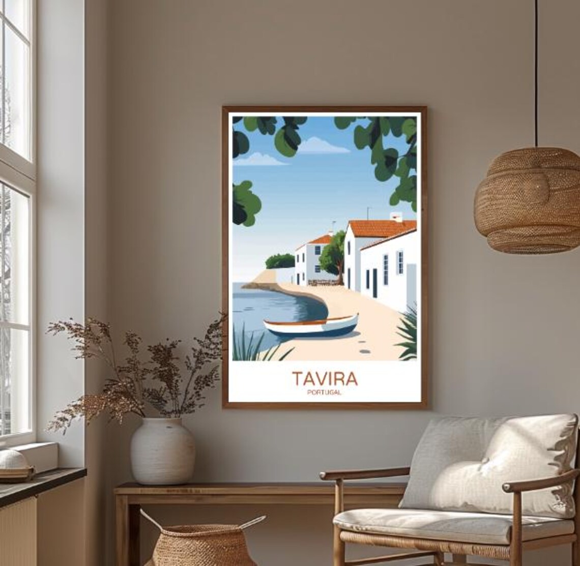 Tavira Portugal Quiet Fishing Village Sandy Beach Wooden Boat Poster - Image 4