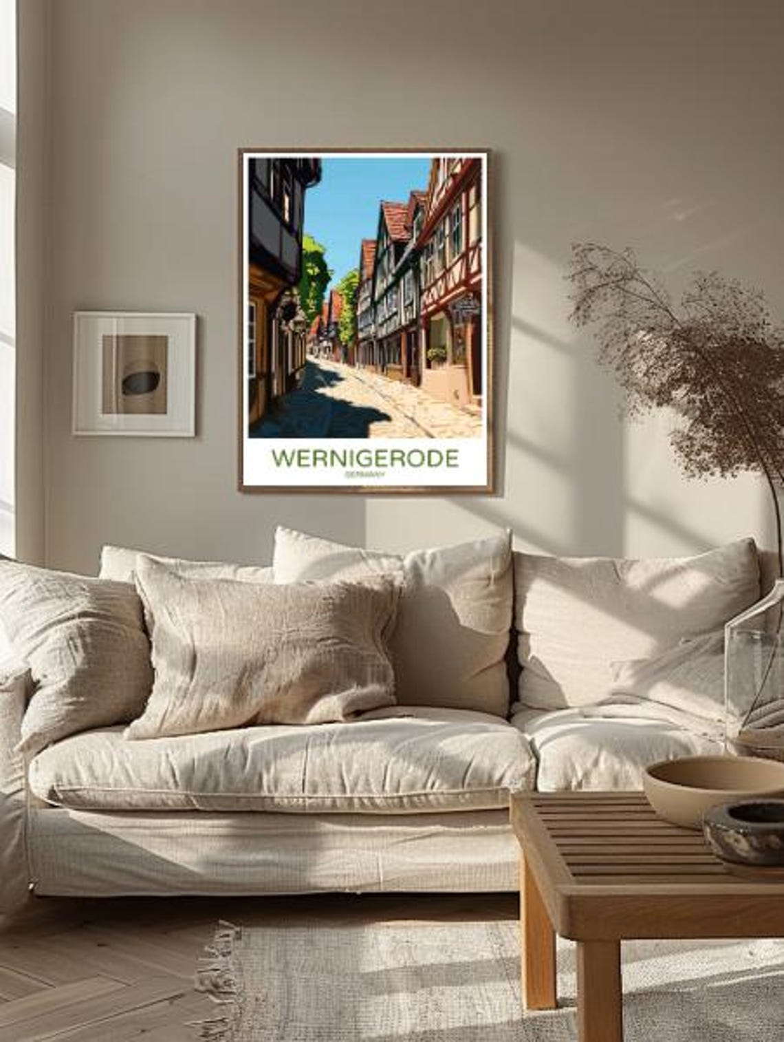 Wernigerode Germany Cobblestone Lane Timber Frame Houses Travel Poster - Image 2