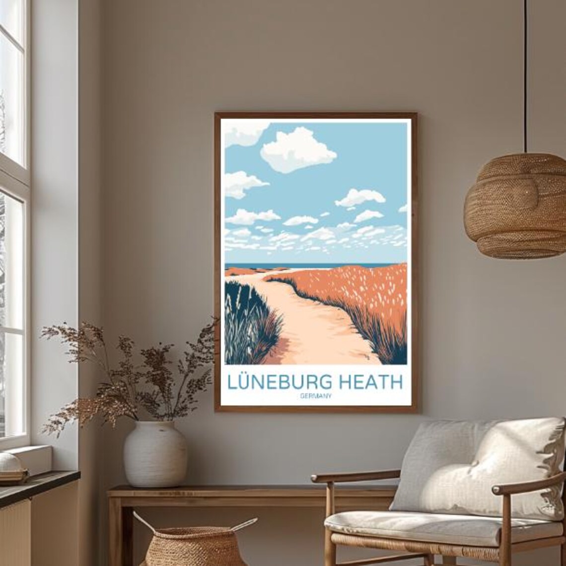 Luneburg Heath Germany Heathland Poster With Dune Path Coastal Sky - Image 3