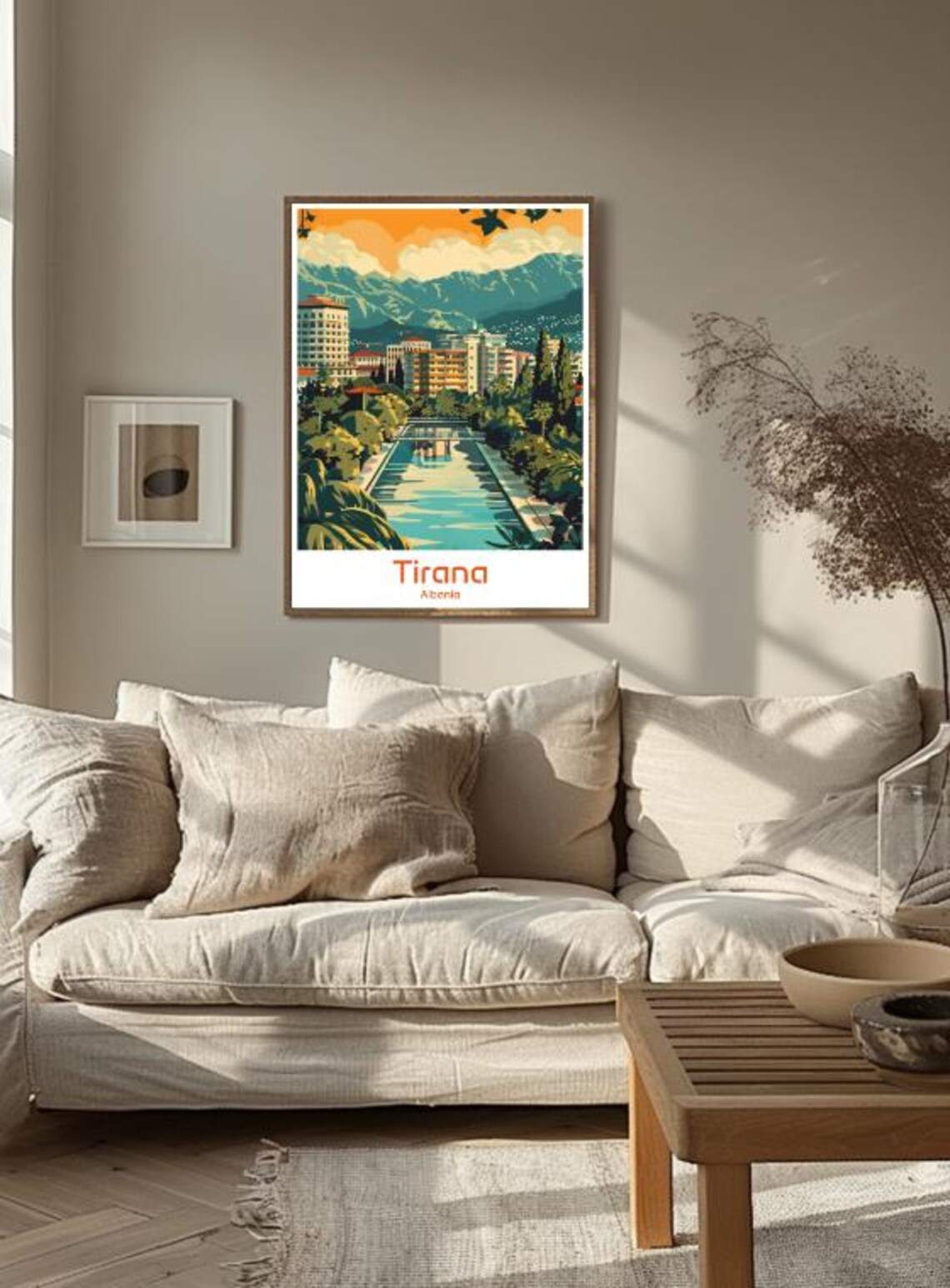 Tirana Albania City Skyline Mountains River Sunset Urban Poster - Image 3