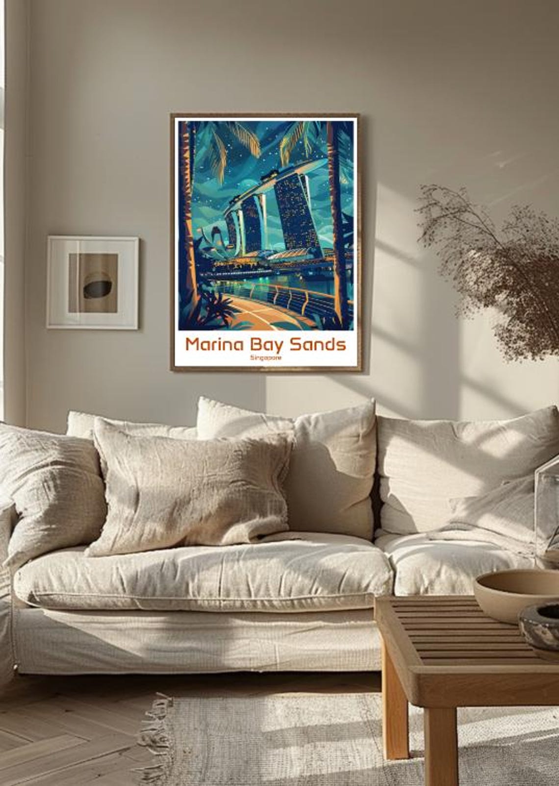 Marina Bay Sands Singapore Travel Poster Iconic Wall Art Of Singapore Skyline Gardens By The Bay Cityscape Print - Image 3
