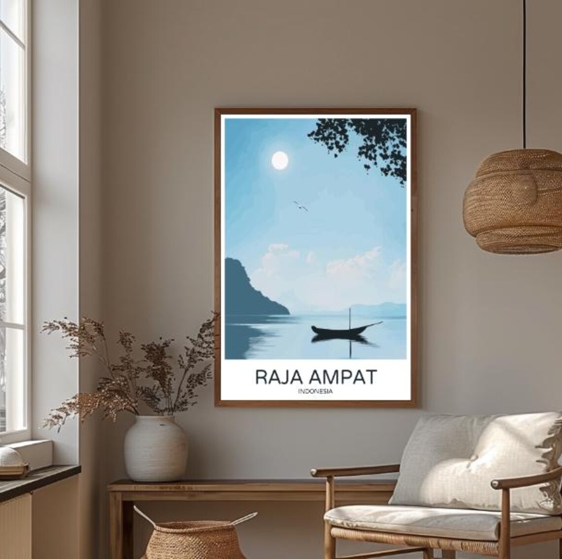Raja Ampat Indonesia Canoe Lagoon Morning Calm Travel Poster - Image 4