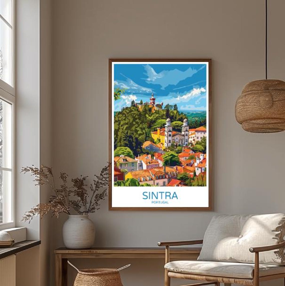 Sintra Portugal Hilltop Palaces Colorful Pena Palace Town Poster - Image 3