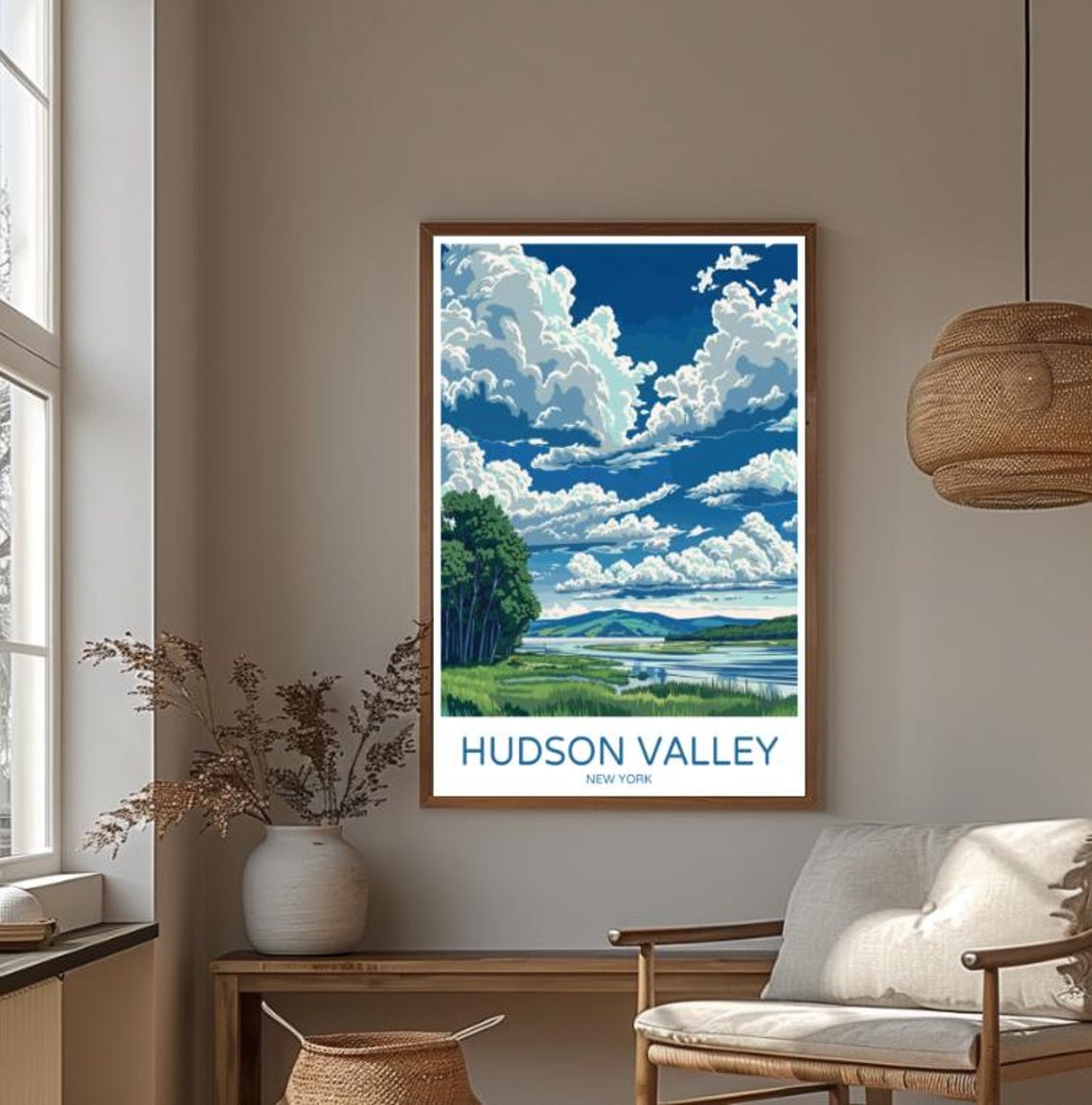 Hudson Valley New York River Landscape Dramatic Clouds Poster - Image 4
