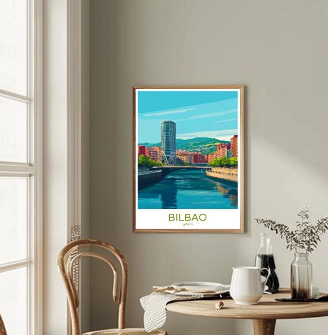 Bilbao Spain Modern Travel Poster With River And City Skyline Art - Image 2