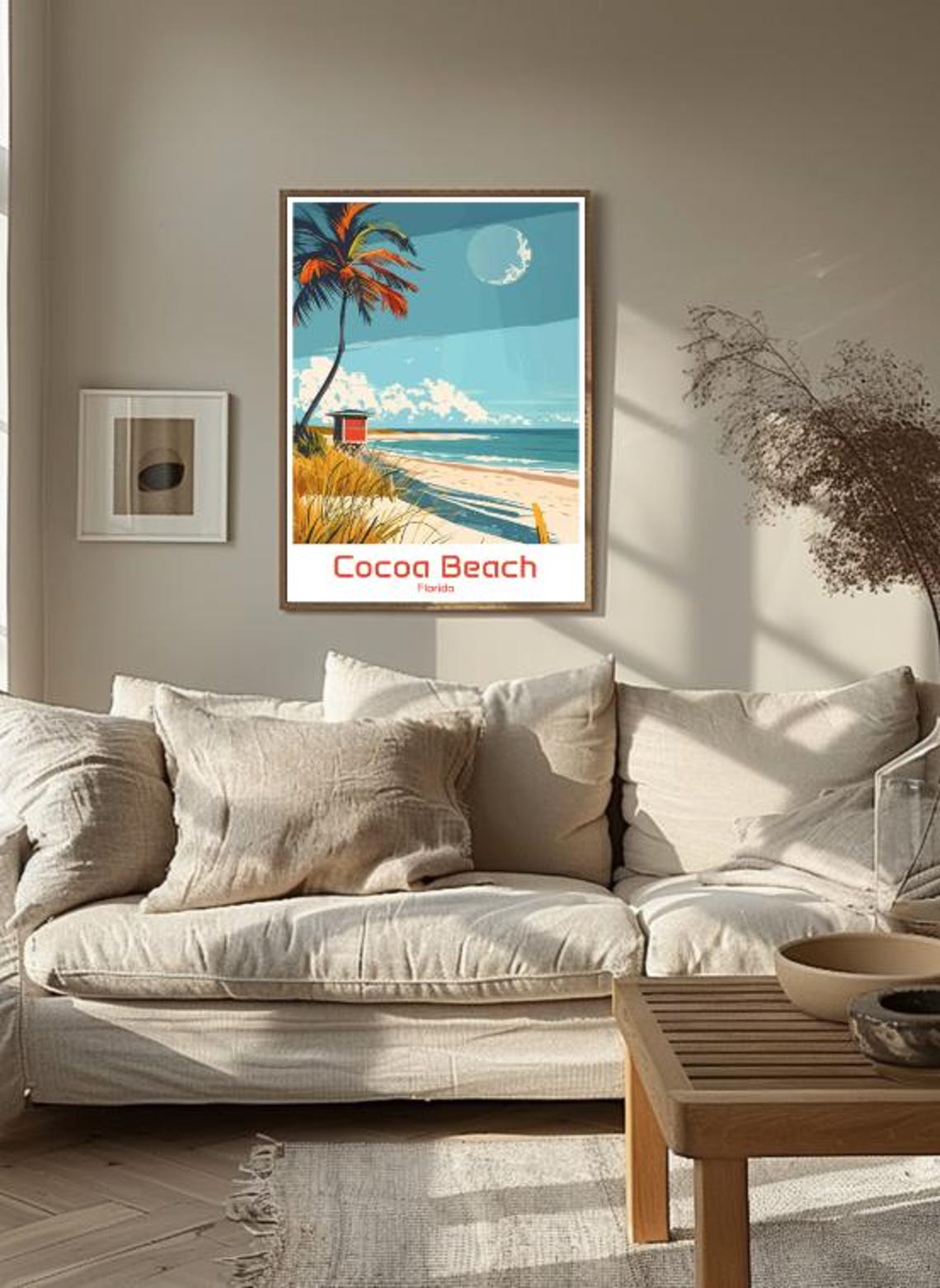 Cocoa Beach Florida Palm Lifeguard Stand Retro Travel Poster - Image 3