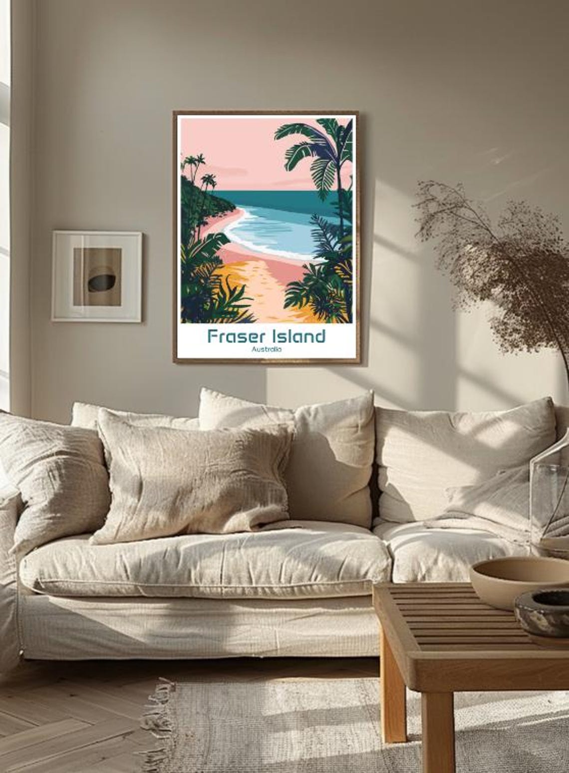 Fraser Island Australia Tropical Sunset Beach Palms and Surf Poster - Image 3