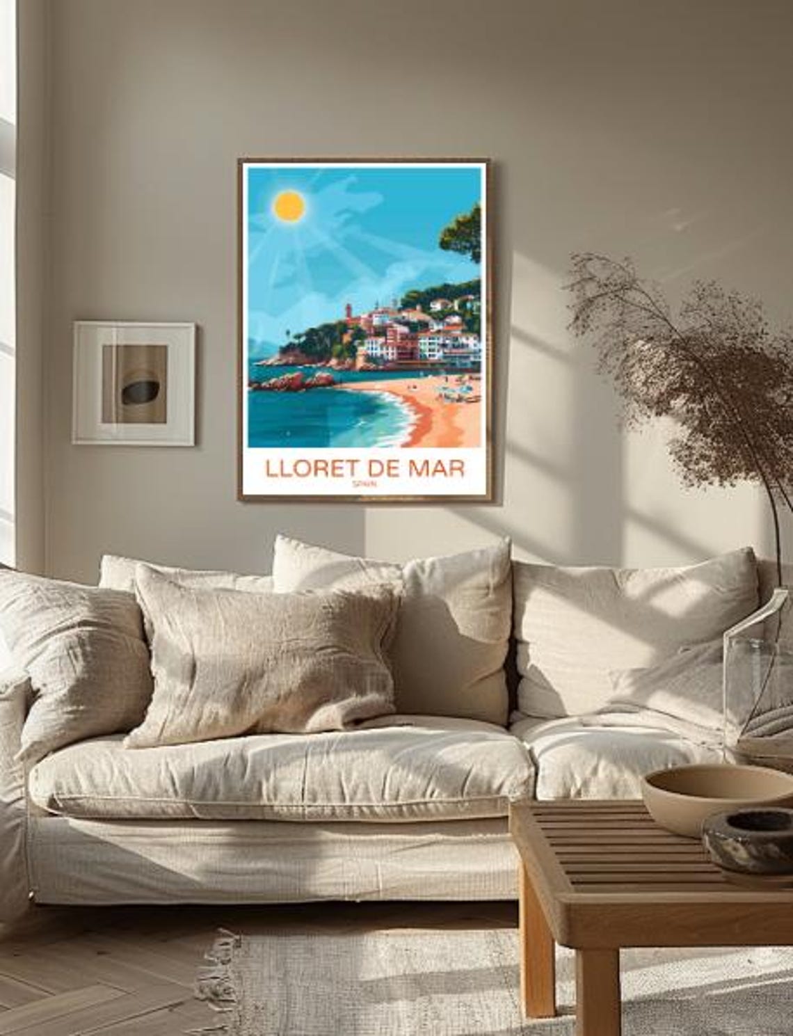 Lloret de Mar Sunlit Beach Headland Town Costa Brava Spain Poster - Image 2