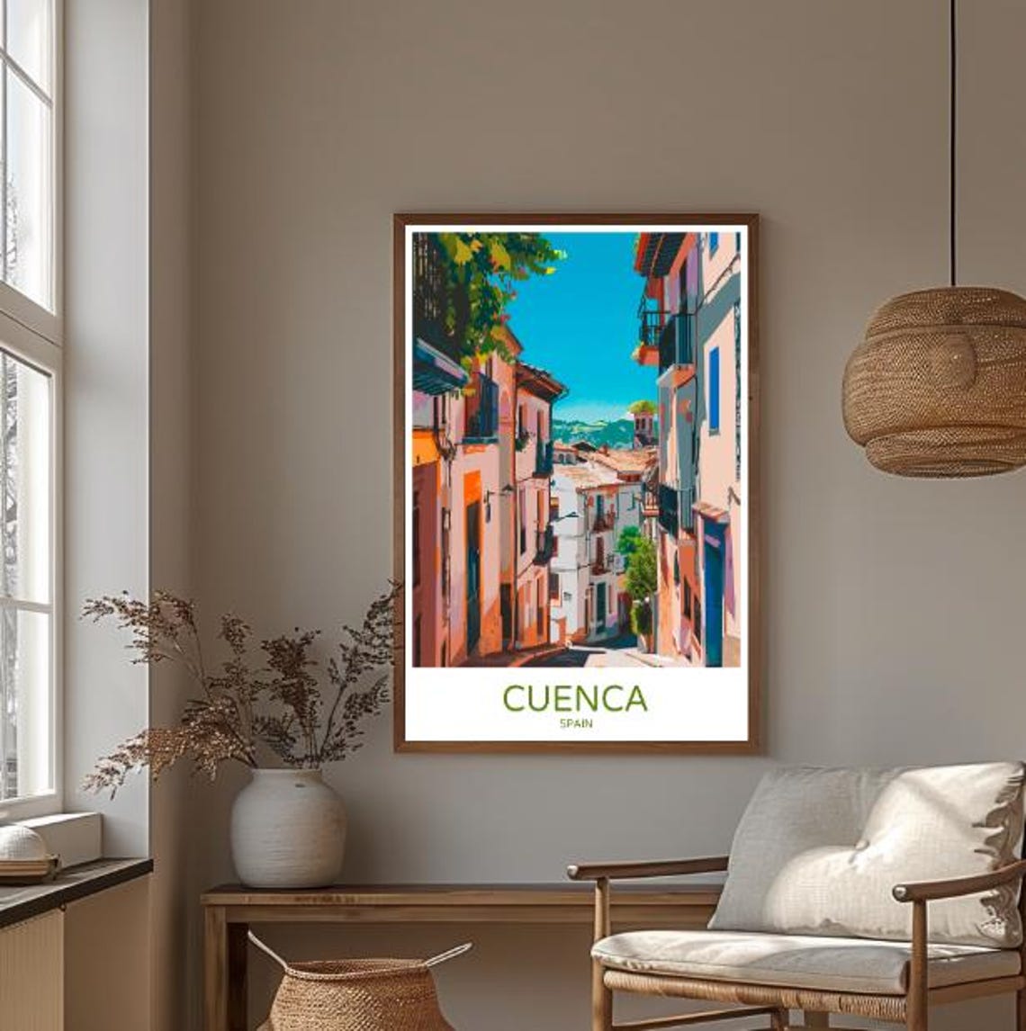 Cuenca Spain Charming Old Street Historic Vintage Travel Poster - Image 3