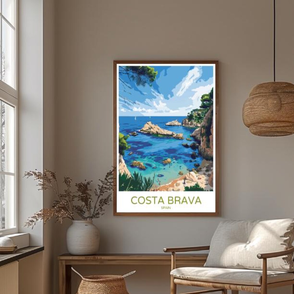 Costa Brava Spain Turquoise Rocky Cove Clear Water Travel Poster - Image 3