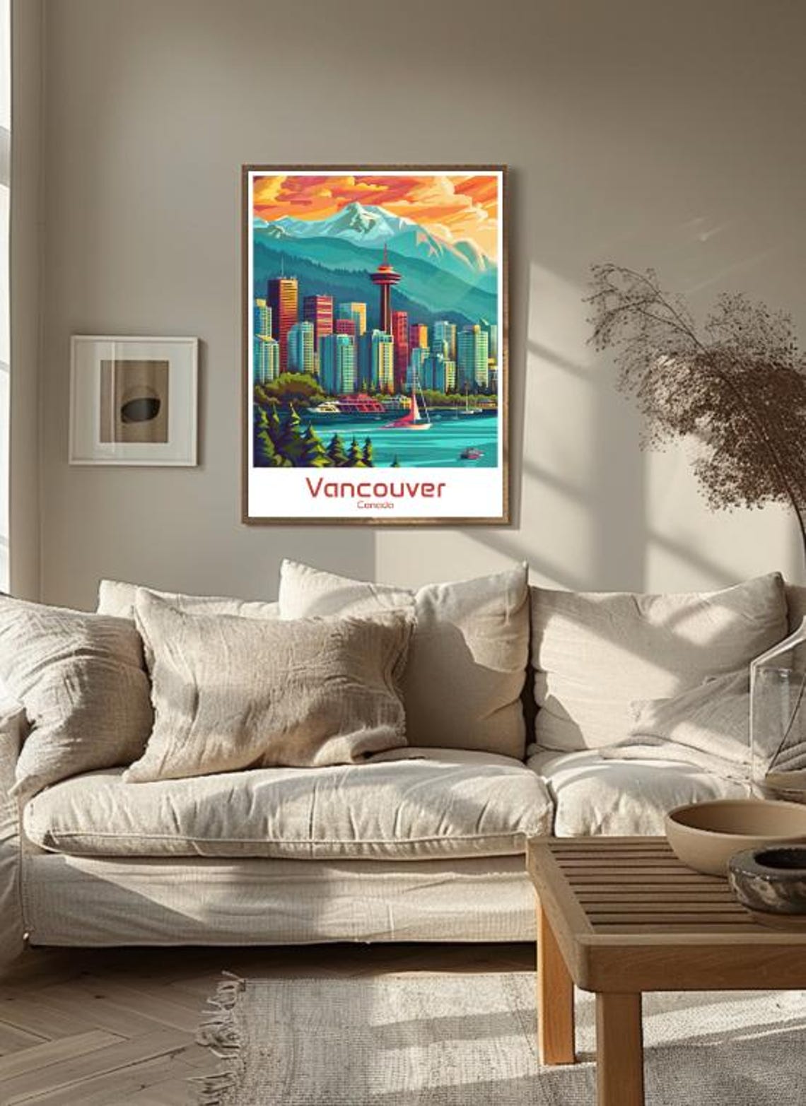 Vibrant Vancouver Canada Harbor Skyline Mountain Sunset Poster - Image 3