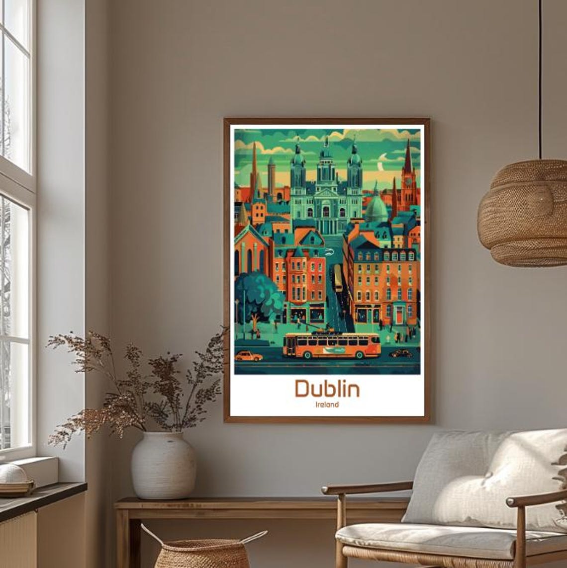 Dublin Ireland Street Bus Historic Churches Cityscape Poster - Image 4