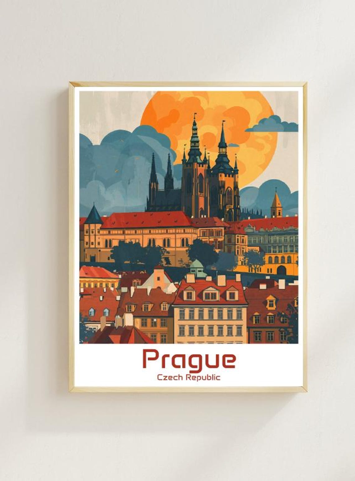 Prague Czech Republic Dramatic Sunset Over The Castle Poster