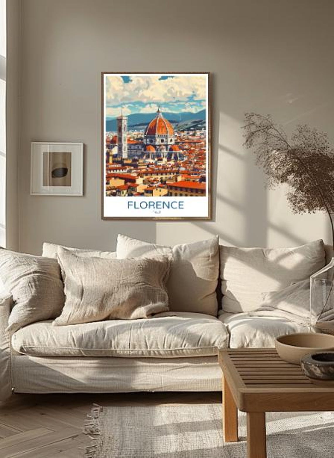 Florence Italy Duomo Cathedral Red Dome Over Rooftop View Poster - Image 2