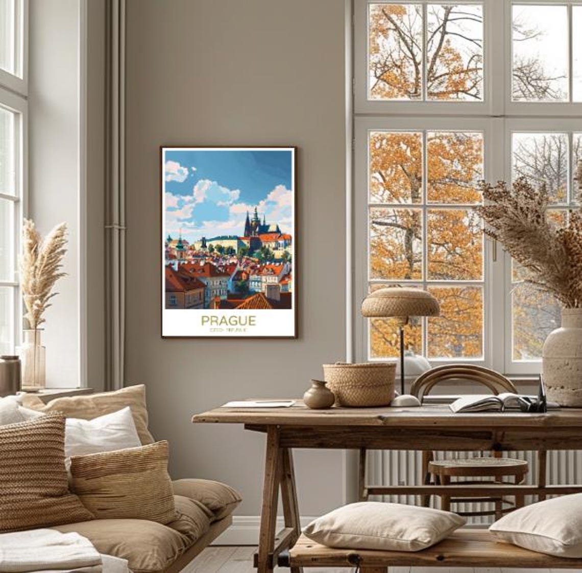 Prague Czech Republic Red Rooftops Castle Spires Daytime Travel Poster - Image 4