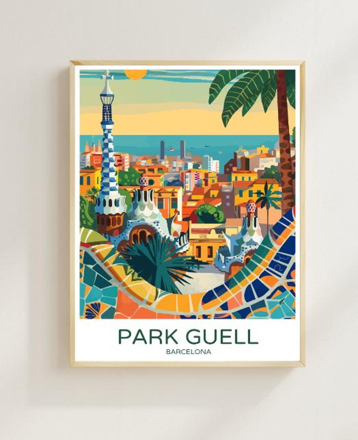 Park Guell Barcelona Gaudi Mosaic Terrace Above the Sea Poster