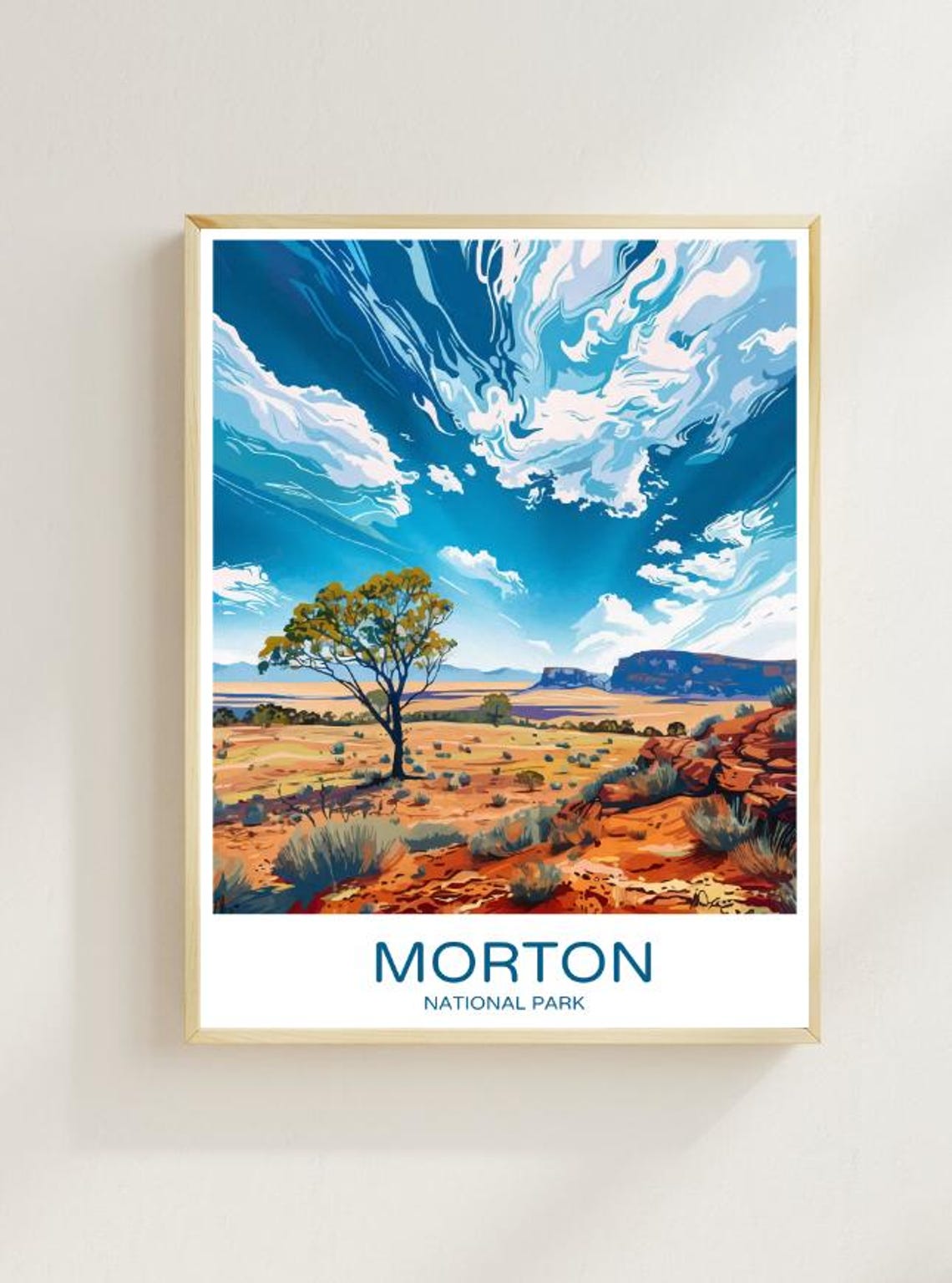 Morton National Park Vivid Red Outback Desert Landscape Scene Poster