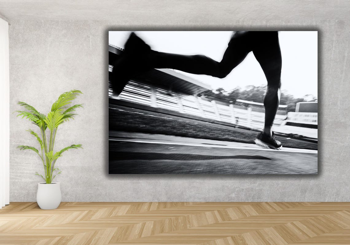 Black and White Sprinter Legs Track Motion Sports Photography Poster - Image 3
