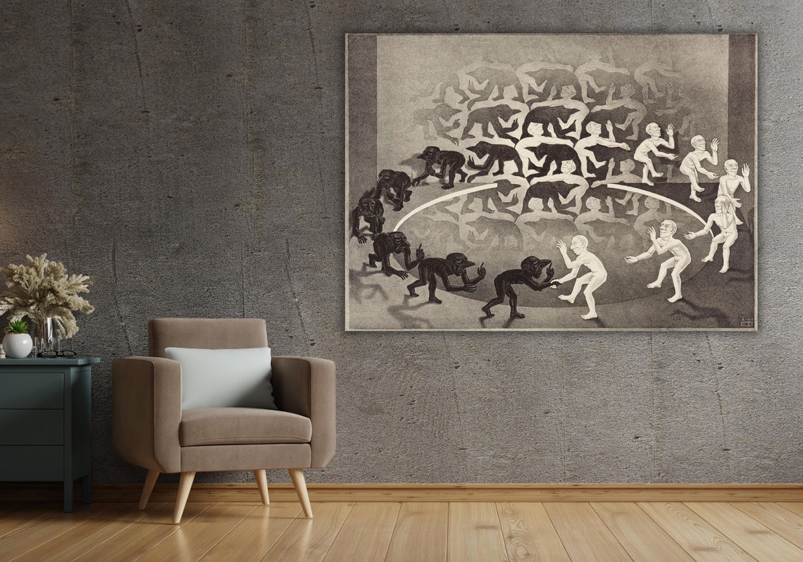 MC Escher Magic Mirror Devils Angels Metamorphosis Lithograph Poster - Image 2
