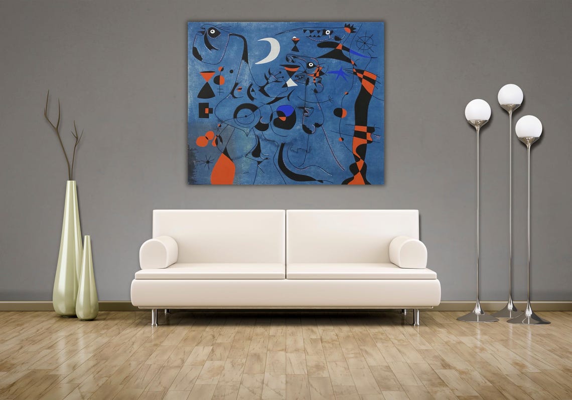 Joan Miro Blue Surrealist Moon Stars Constellation Art Poster - Image 2