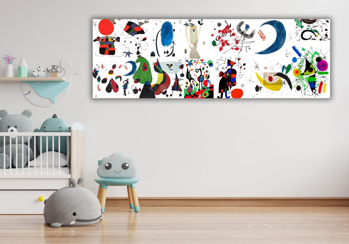 Joan Miro Panoramic Surrealist Abstract Colorful Shapes Poster - Image 2