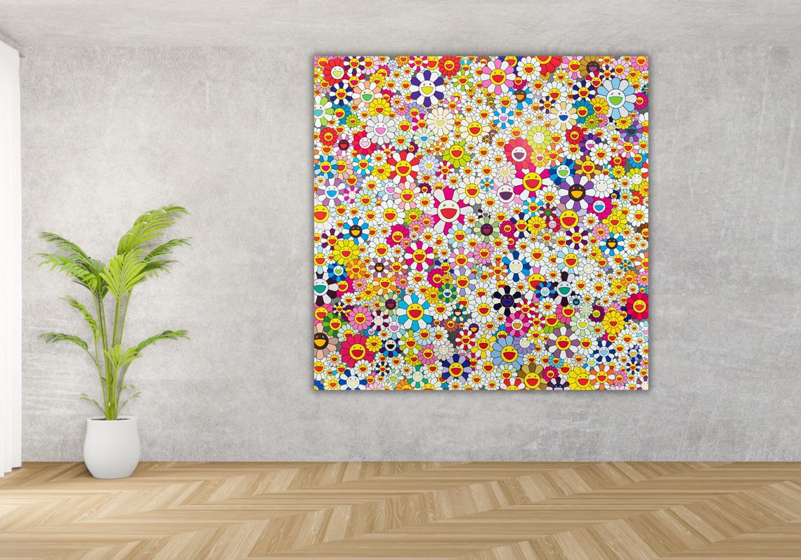 Takashi Murakami Multicolor Smiling Flowers Superflat Pop Art Poster - Image 3