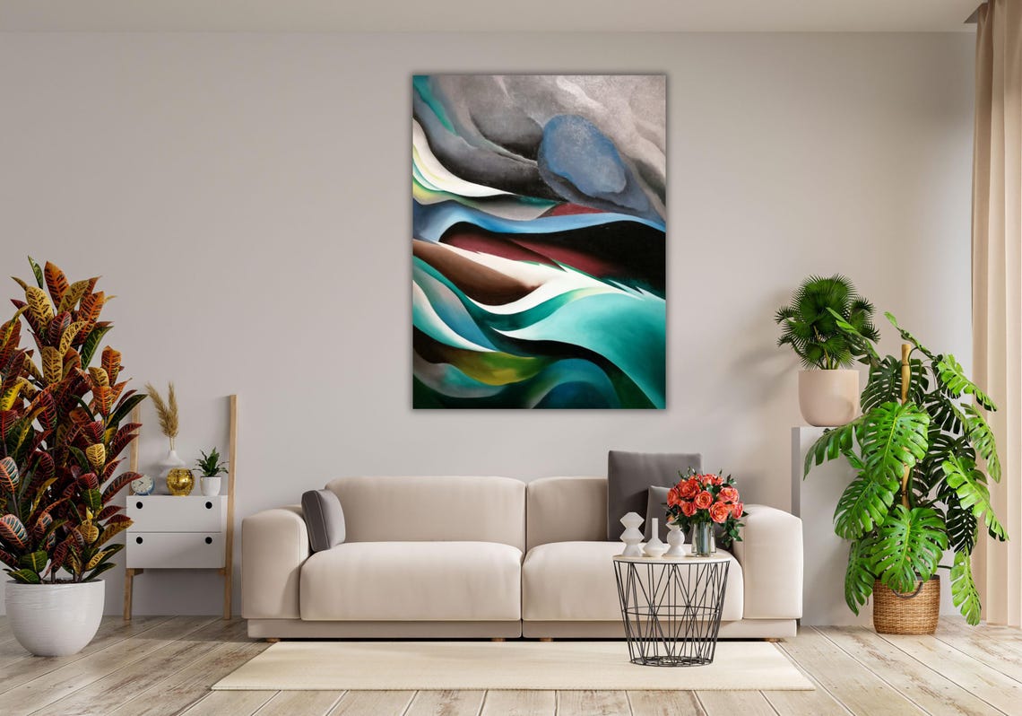 Abstract Flowing Waves Earth Tone Modernist Organic Form Poster - Image 3
