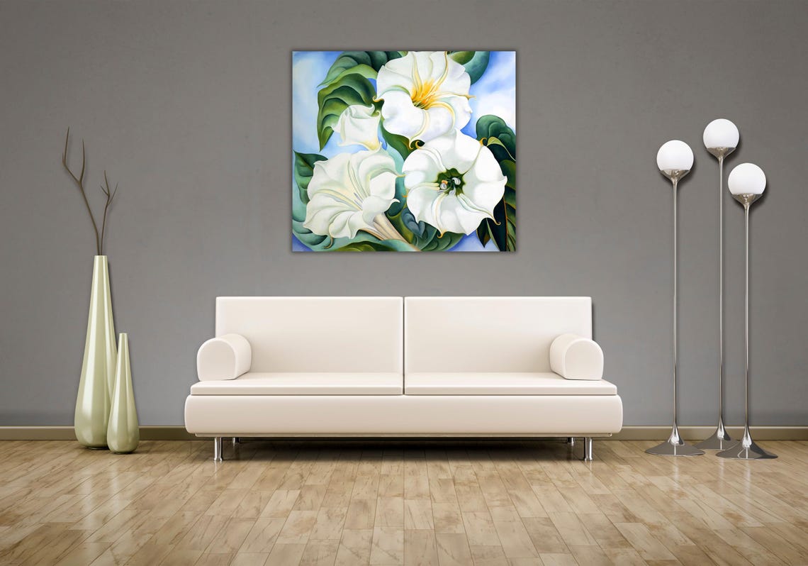 Georgia OKeeffe Jimson Weed White Flowers Close Up Floral Poster - Image 2