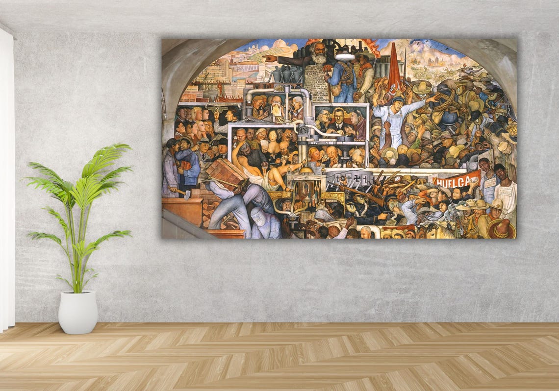 Diego Rivera Man at the Crossroads Mural Industry Strike Poster - Image 3