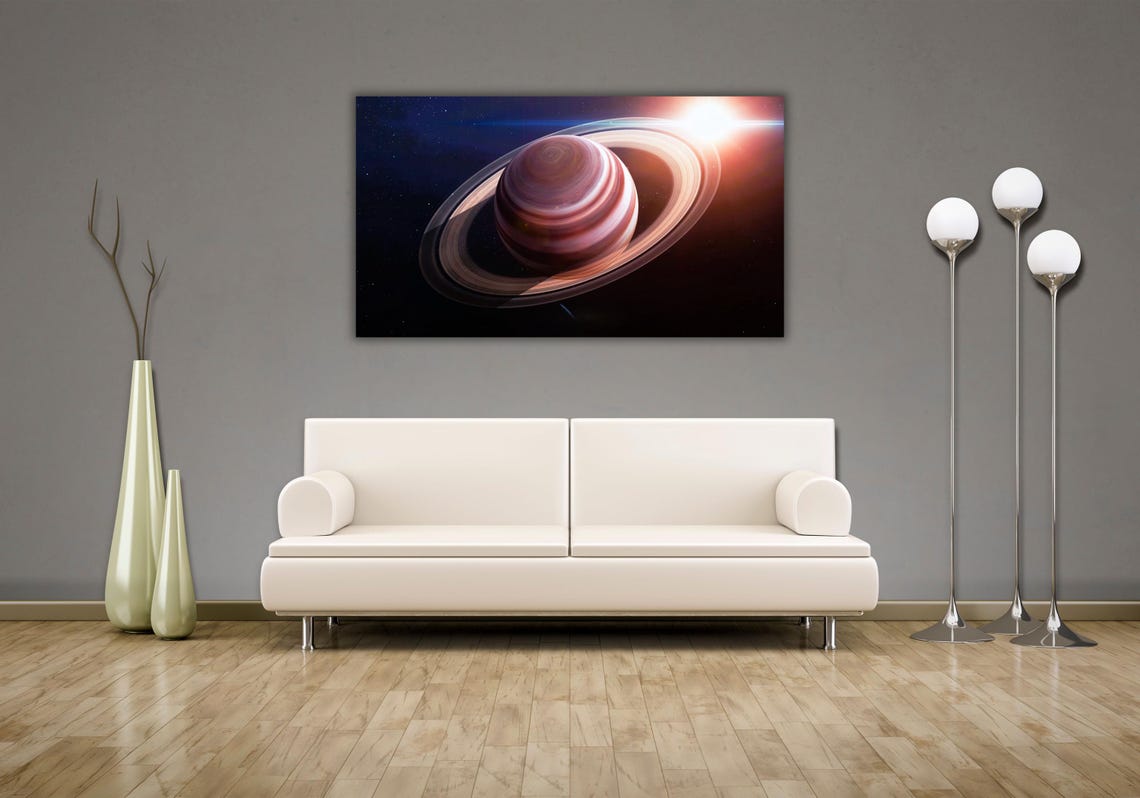 Saturn Rings Planet Sunburst Deep Space Cosmic Astronomy Art Poster - Image 2